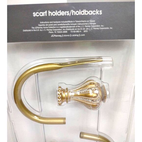 JC Penney Home Collection AURELIA Satin Gold Scarf Holders Curtain Holdbacks - Picture 8 of 8